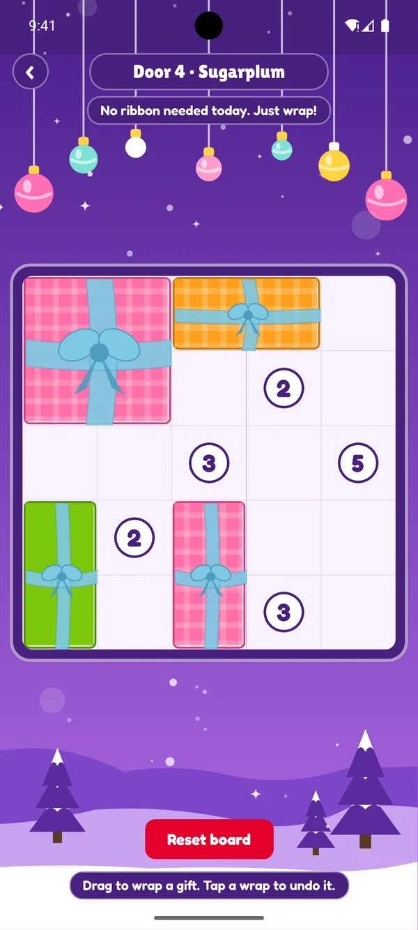 MerryWrap Door 4, Sugarplum board with gifts wrapped