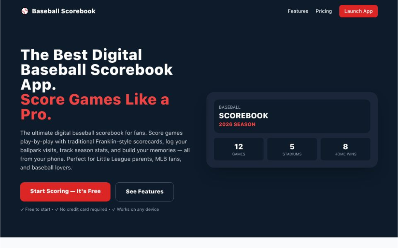 Baseball Scorebook - app screenshot